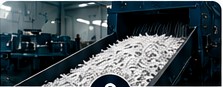 Paper moving through processing equipment